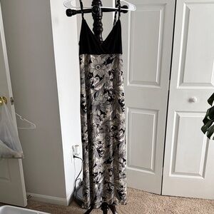 Floral Black and Cream Maxi Dress